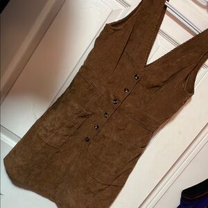 Brown Corduroy Button-Front Dress